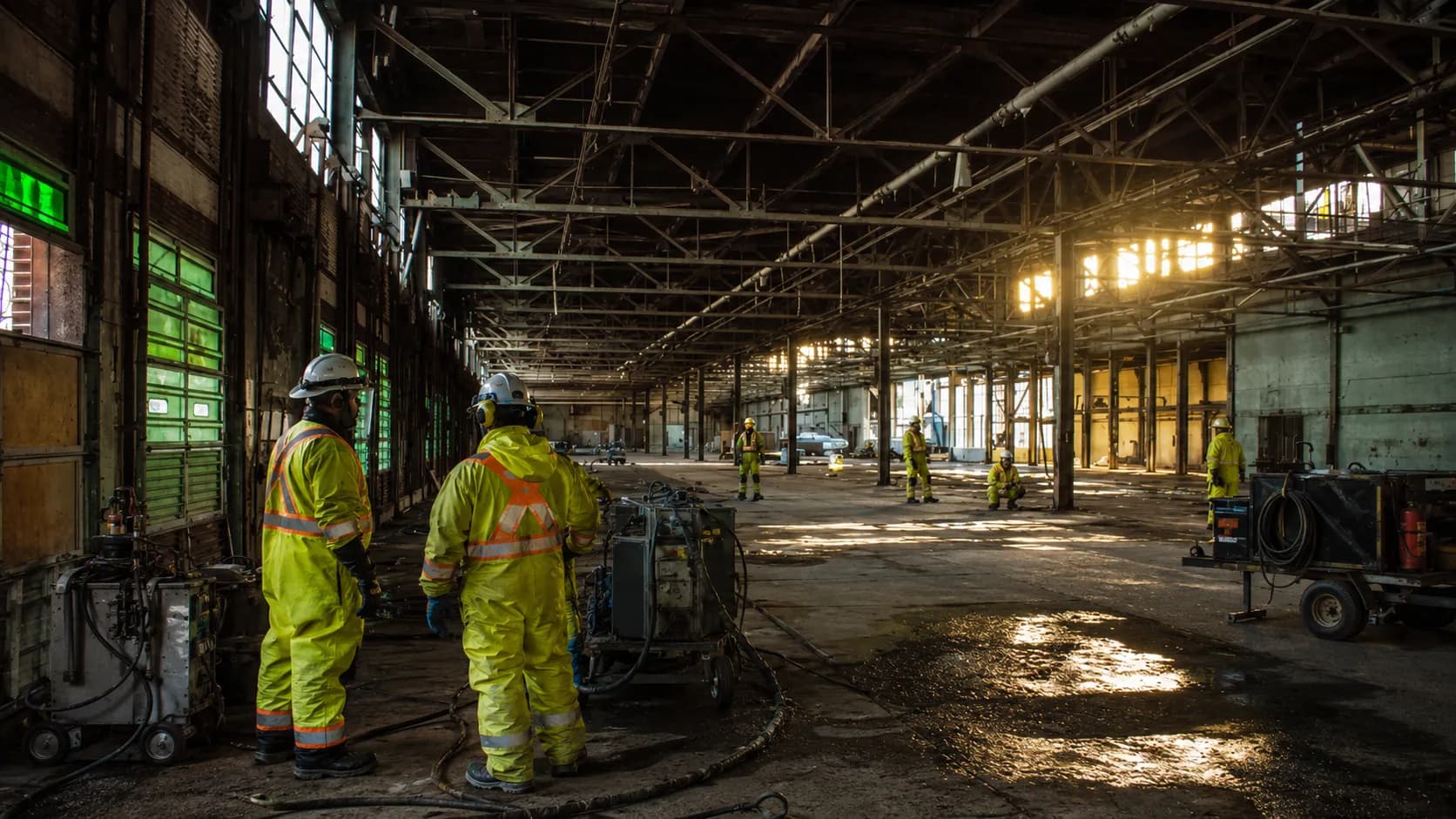 Advanced Projects crew in full PPE on site